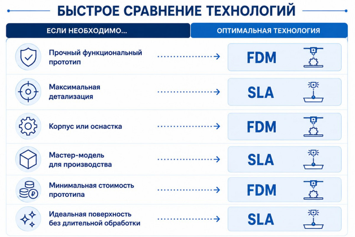 Сравнение технологий 3d-печати Сравнение технологий 3d-печати